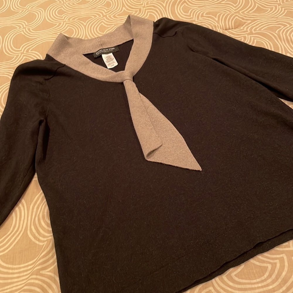 NWT Jones New York sweater, black/gray tie, silk blend, PL